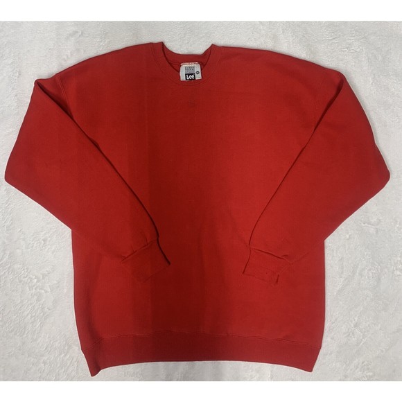 Vintage 90s Lee Sports Blank Sweatshirt Red Crew Neck Pullover USA Made Mens XL - Picture 1 of 9